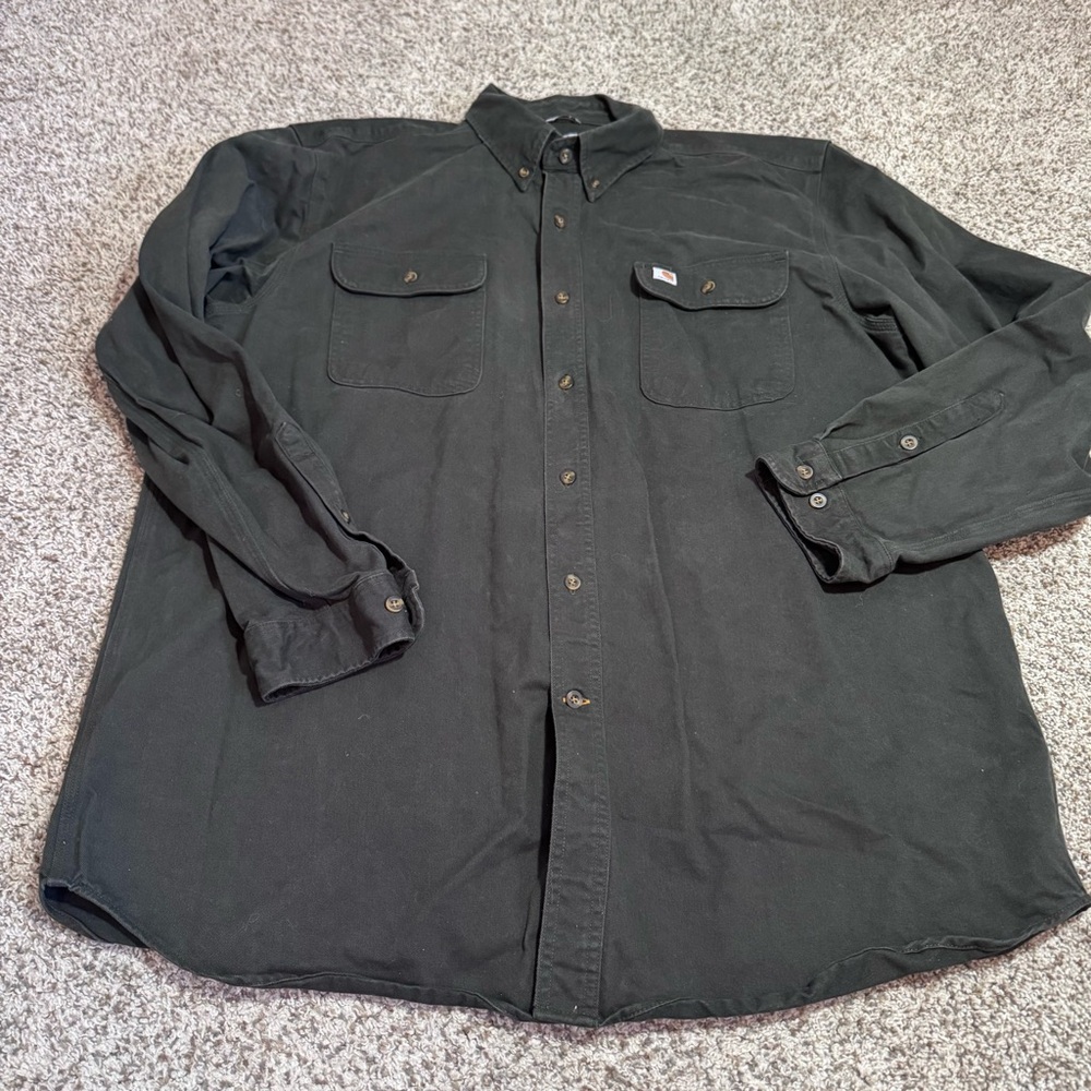 Carhartt 509 MOS Original Fit Long Sleeve Men's Button Up Moss Green Shirt - XL
